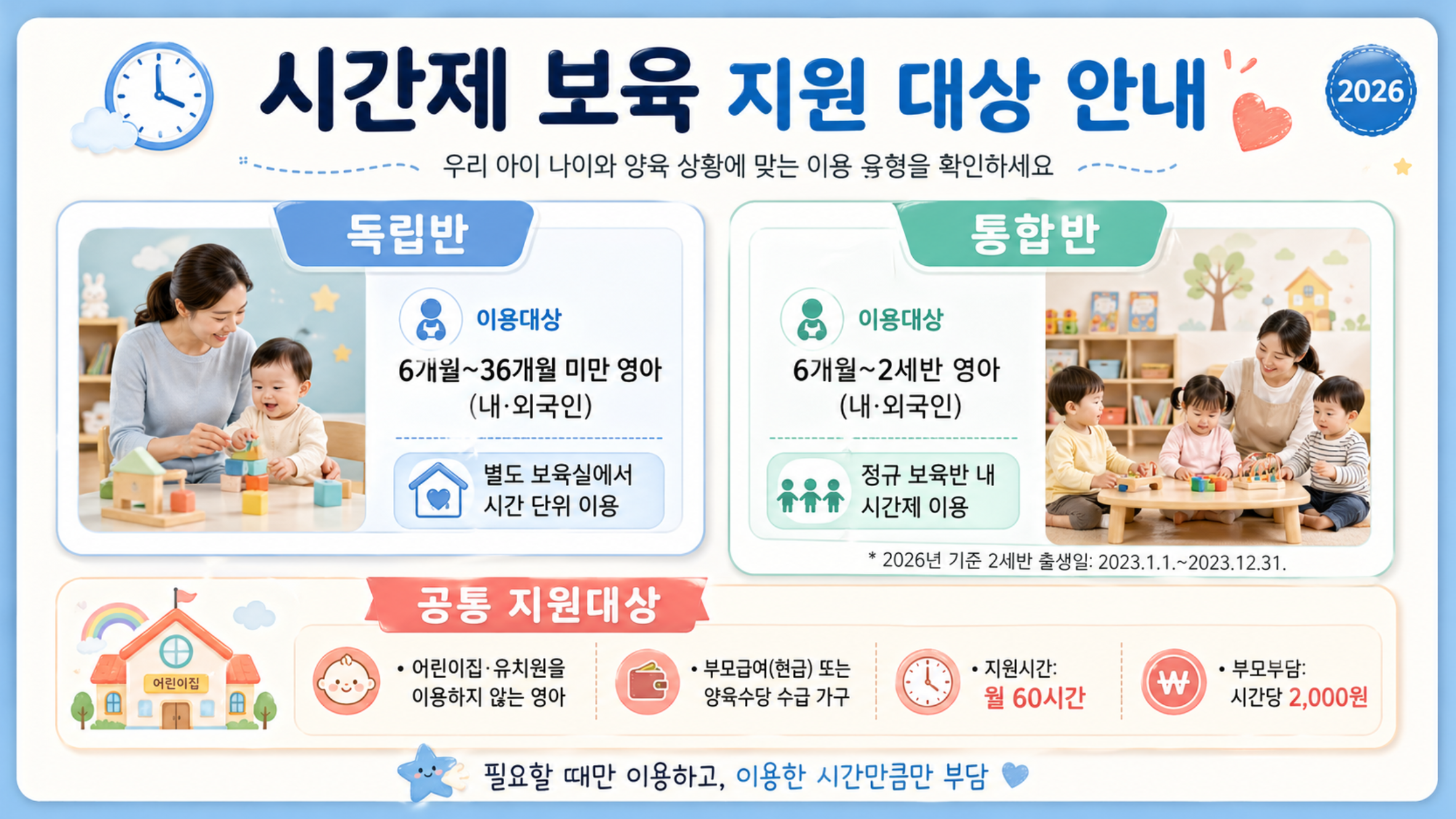 시간제 보육 지원 대상 안내